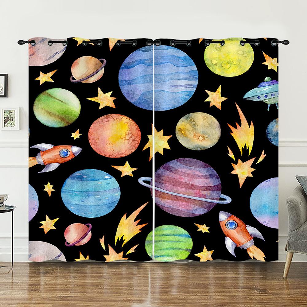 Curtain Bedroom Curtain Digital Printing Astronaut Planet Blackout Curtain Cloth