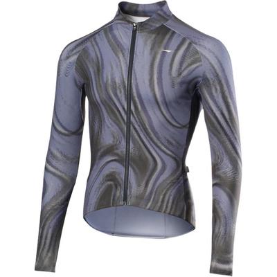 LiNing Comfortable Casual Simple Zipper Letter Warm Slim Fit Long Sleeve Cycling Jersey Men Jersey Tie-Dye-Purple LCUY139-2