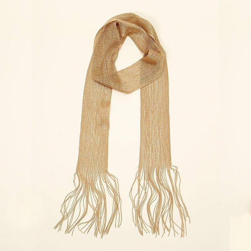 Striped Silk Scarf Women Lightweight Breathable Fashion Neck Head Scarf Daily Office Travel Beach Accessory Office Daily Wear золотой