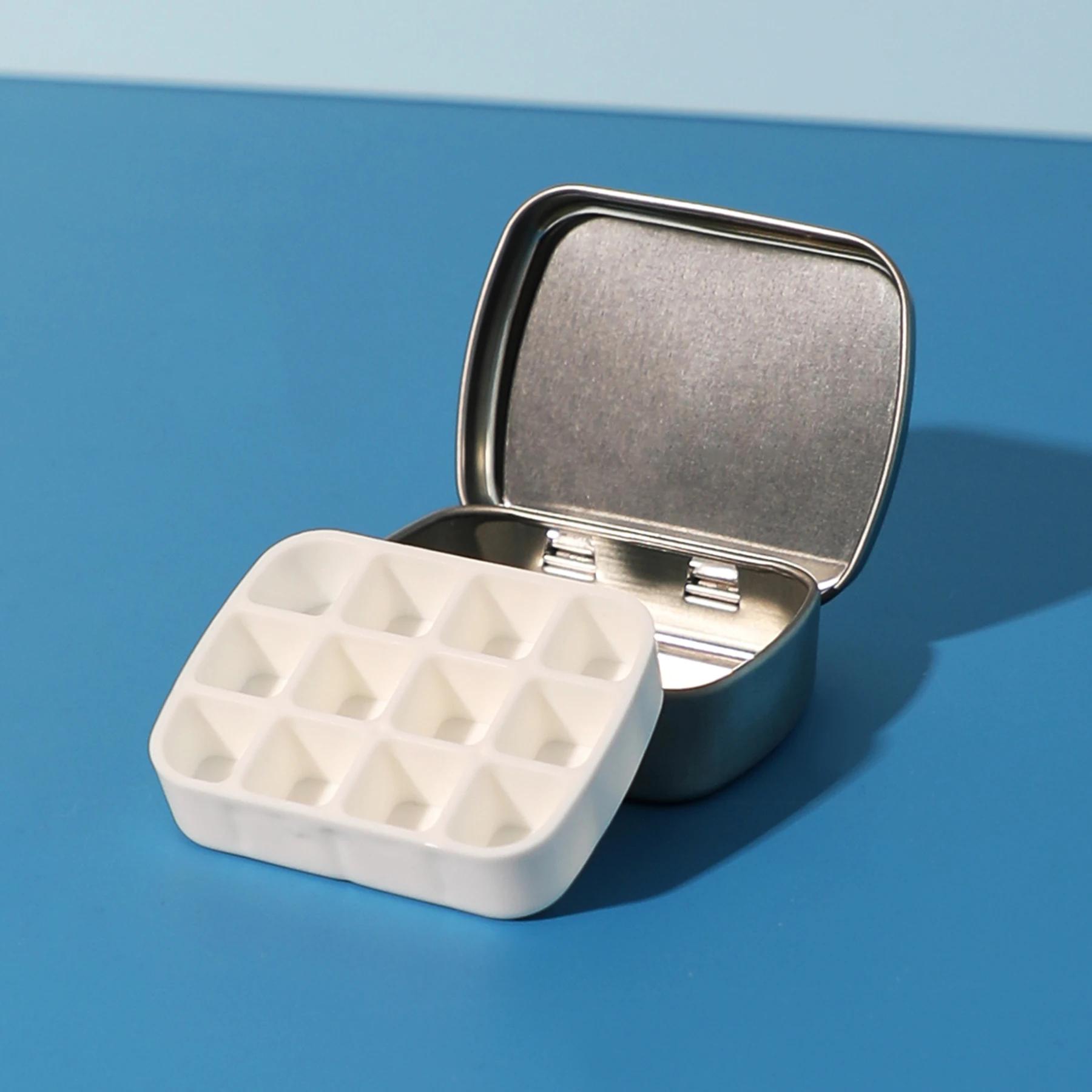 

Мини-бокс для акварели на 12 ячеек - Ультракомпактный, легкий, дорожного размера, увлажняющая палитра для живописи и рисования