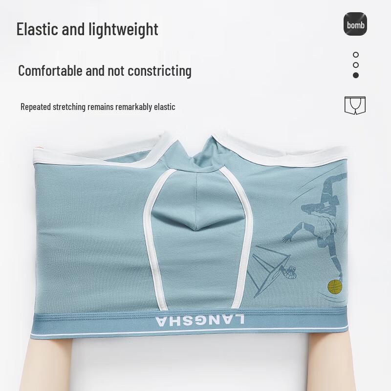 Langsha Men's Cotton Antibacterial Boxer Briefs 4-Pack