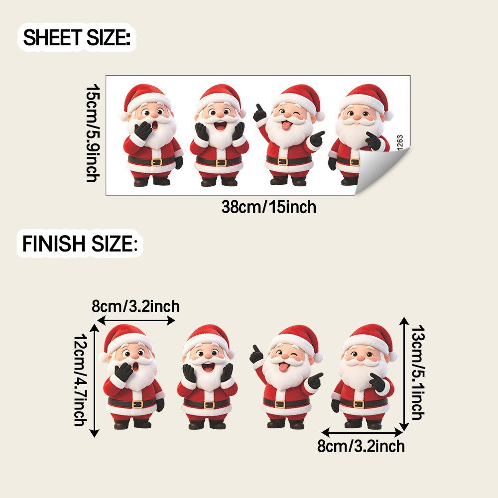 Cartoon Funny Four Santa Clauses Outdoor Balcony Glass Window Home Decoration Window Stickers