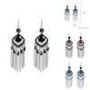 Vintage Geometric Alloy Drop Earrings With Embellished Gems For Womens Casual Wear