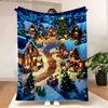 1PC Christmas Village Print Blanket — Made of Soft Plush Flannel, It's Perfect for Sofas, Beds, or Loungers. It Is Ideal for Hol