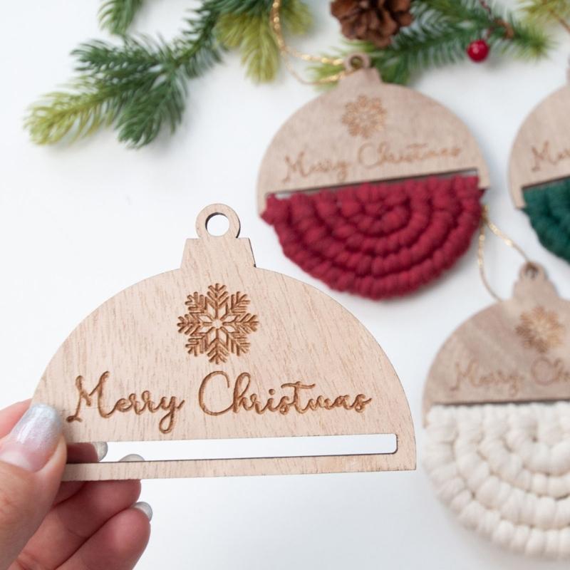 6pcs DIY Woven Rope Christmas Tree Ornaments Unfinished Wood Slices Decorations