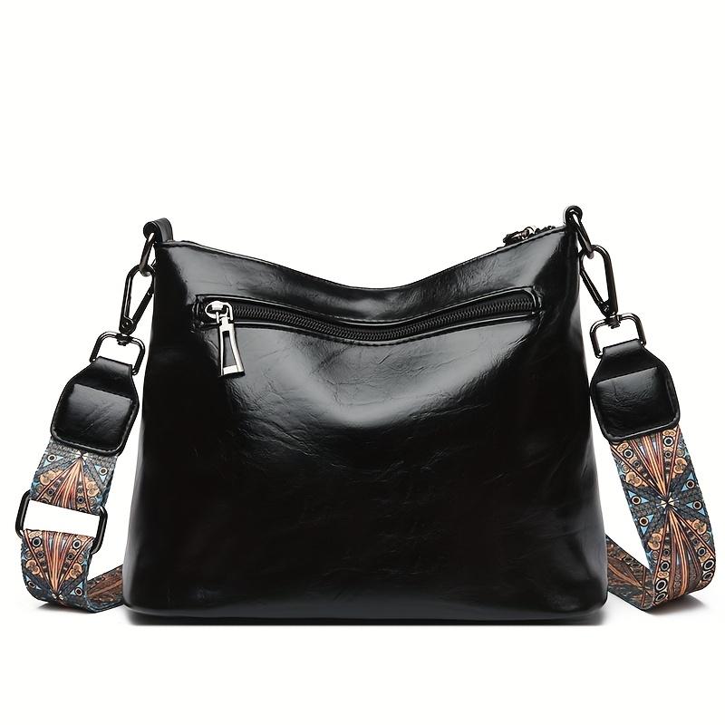 Dámská kabelka přes rameno ve vintage stylu, prostorná crossbody taška s nastavitelným popruhem, zapínání na zip, více kapes, lehká módní designová kabelka