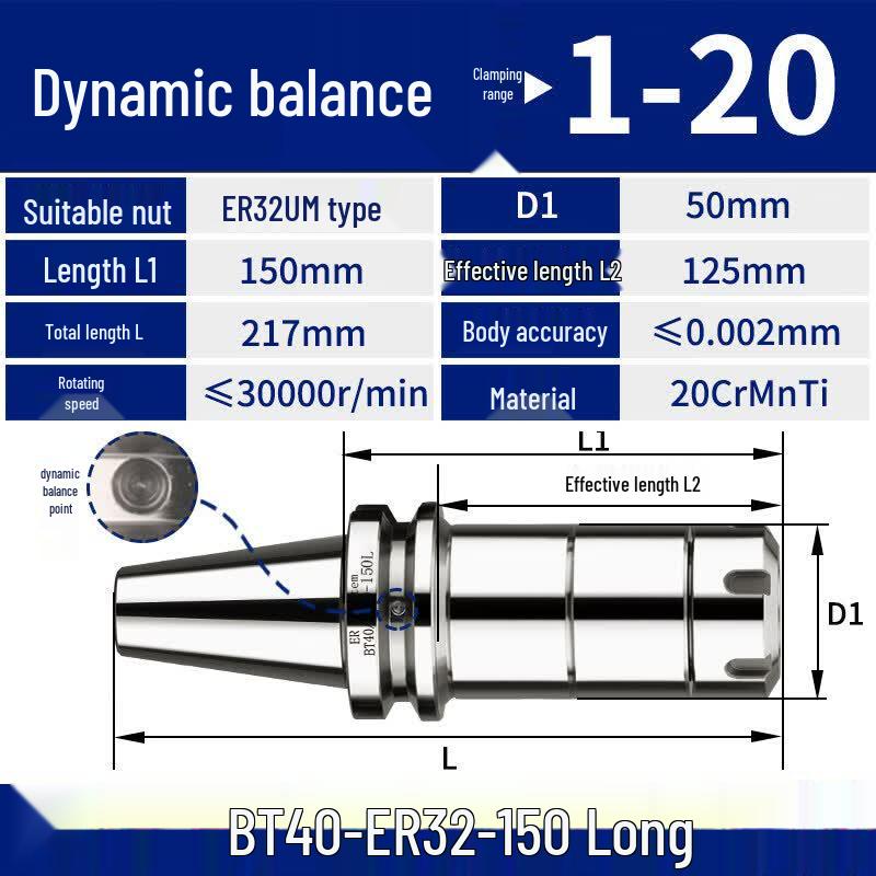 

Aokewen BT40-ER32-120 CNC Dynamic Balancing Tool Holder