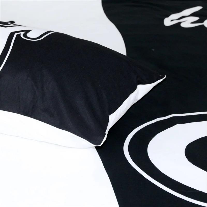 Ropa De Cama Bedding Set King Size Black White Duvet Cover PillowCases Dekbedovertrek Sets 260x220 Lovers Her His Side Bedset
