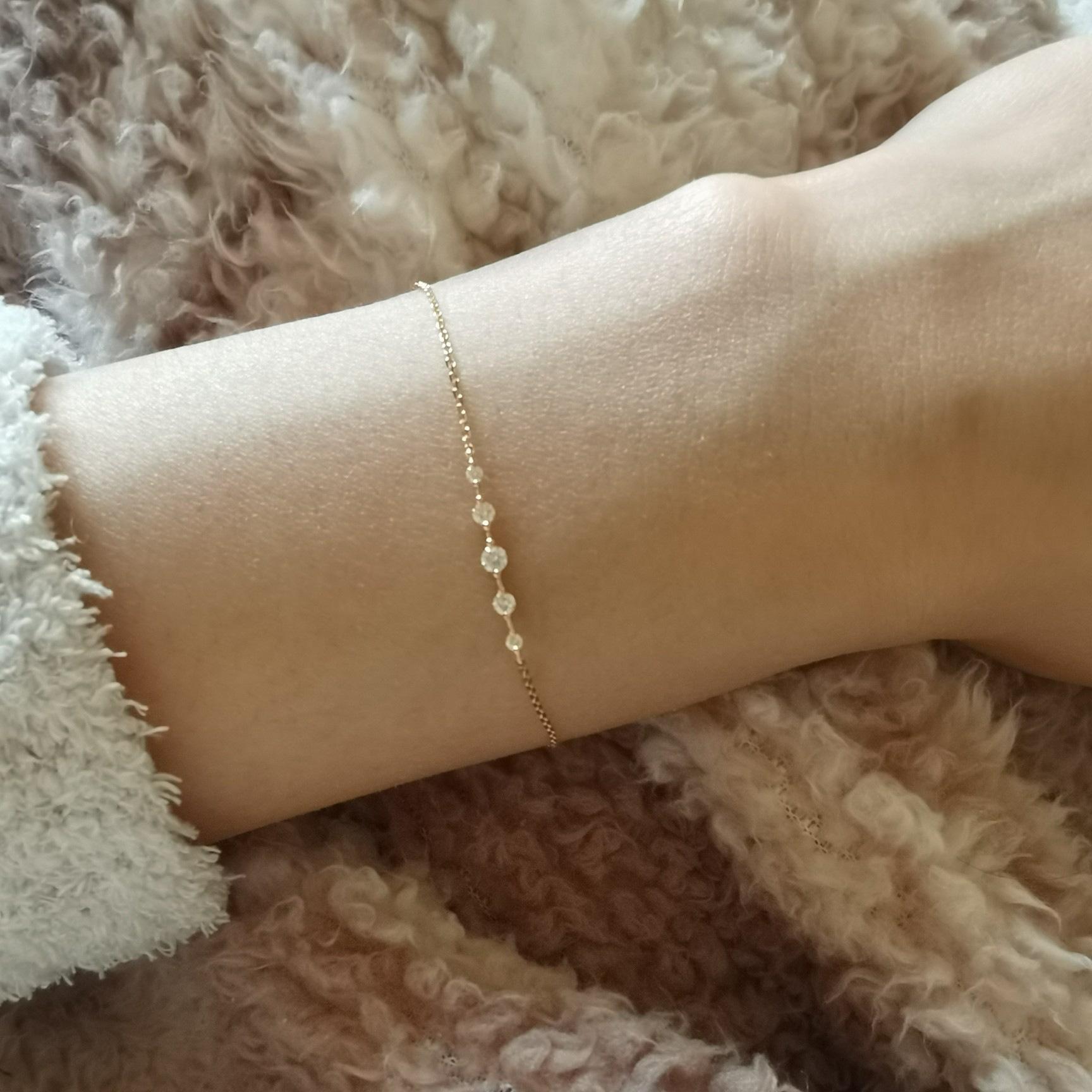 

Korean Simple Exquisite Shiny Zircon 925 Sterling Silver Bracelet for Women Elegant Jewelry Accessories 15 3cm&Gold
