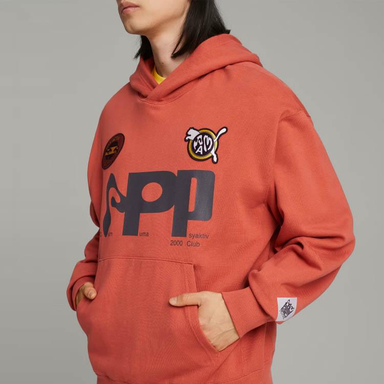 Puma X Perks And Mini Graphic Hoodie With Cartoon Letter Print Women Tops Apple-Red 622677-41