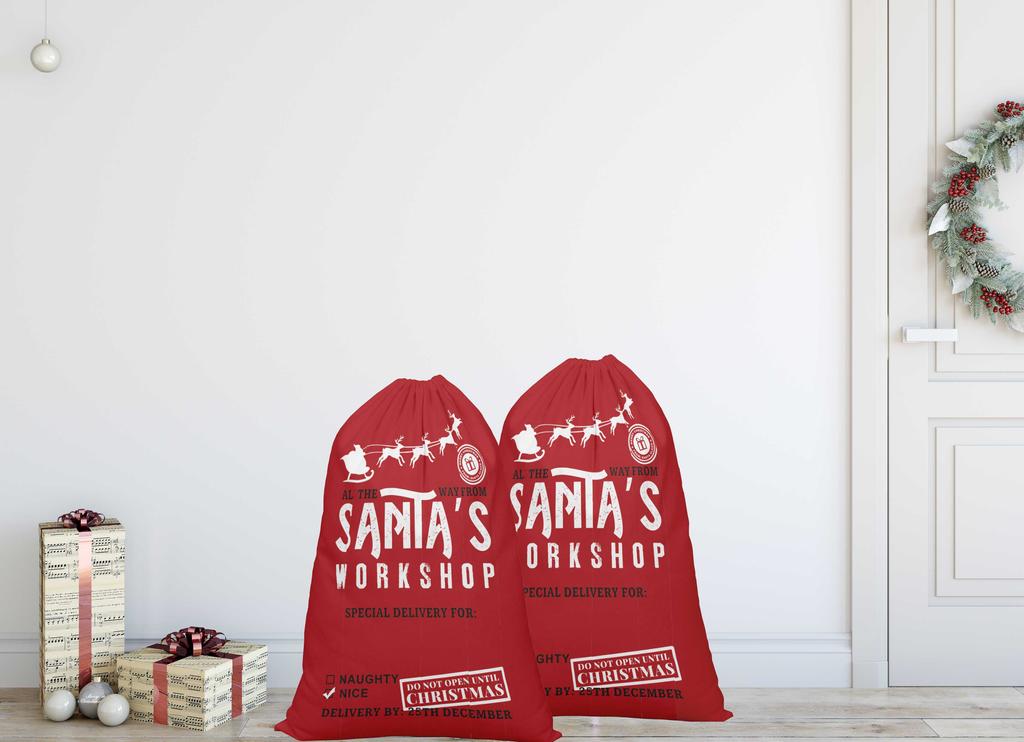 Printtoo Pack Of 2 Pcs Xmas Presents Storage Bags Large Santa Gift Sack With Drawstring Christmas Party Favor 27x20 Inch