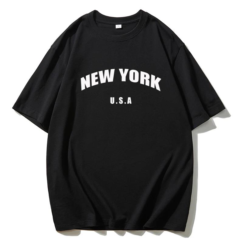 Blessyuki New York Tricouri cu imprimeu cu litere pentru femeie de vară Tricouri de bază cu gâtul O Casual Retro Streetwear pentru damă Harajuku Topuri de mărime mare