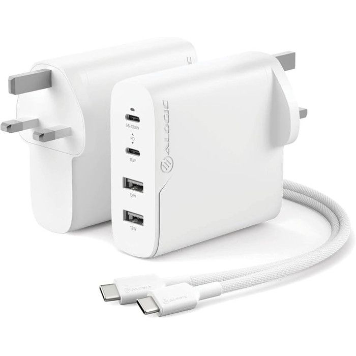 Chargeur USB - ALOGIC - 100W - 4 Ports - Technologie GaN - Compact et Puissant