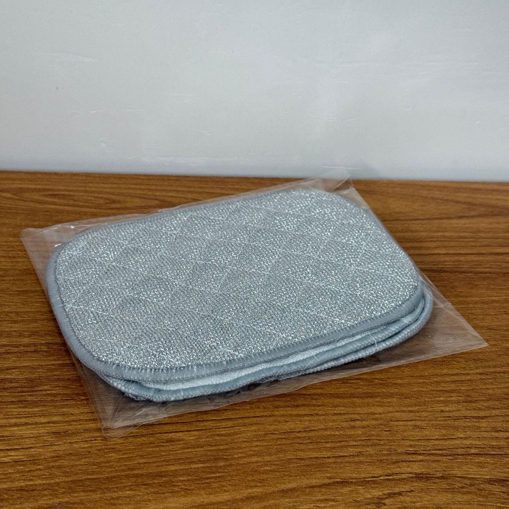 Silver Double Layer Non-Stick Dishcloth: Absorbent, Thickened Cotton Yarn Scouring Pad for Dishwashing and Pot Cleaning