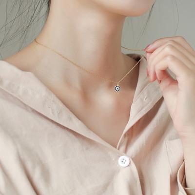 Necklace Women's Blue Eyes Round Geometric Mini Collarbone Chain Niche Design NecklComfortable Unique Beautiful and Most Striking Accessories