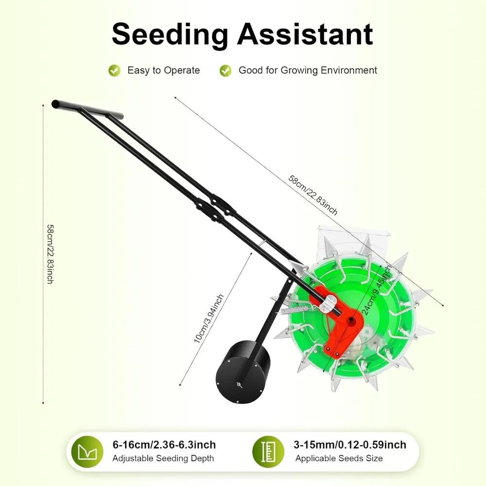 Hand-Pushed Seeder, 12-Hole Corn Planter, Portable Roller Seeder, 5-Inch Spacing Precision Seeder and Fertilizer