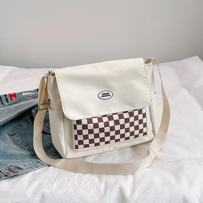 

Стильная сумка-мессенджер большой вместимости для поездок на работу, шикарная сумка-тоут в клетку для студентов белый