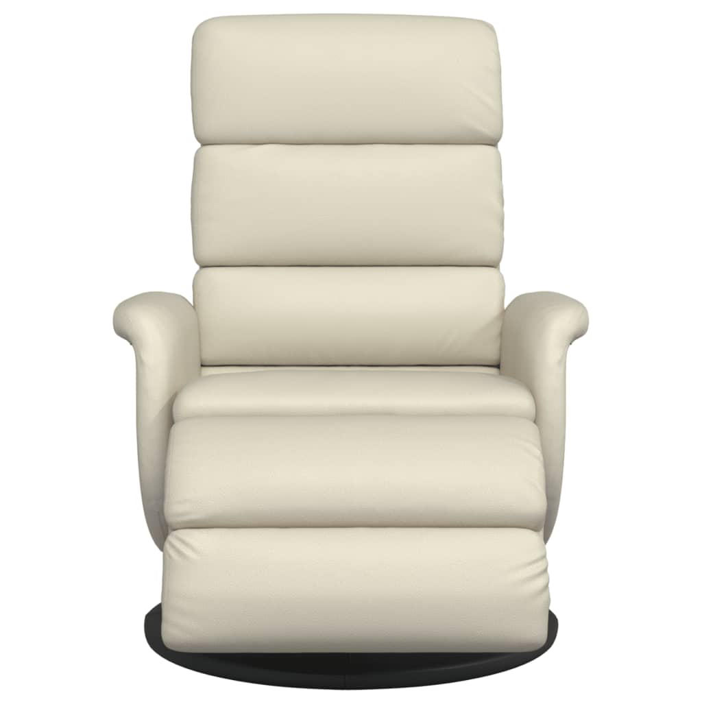 Recliner Chair with Footrest Cream Faux Leather