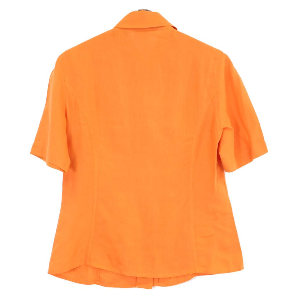 Hermes Camisas de manga corta 100% lino tops 38 NaranjaUsado