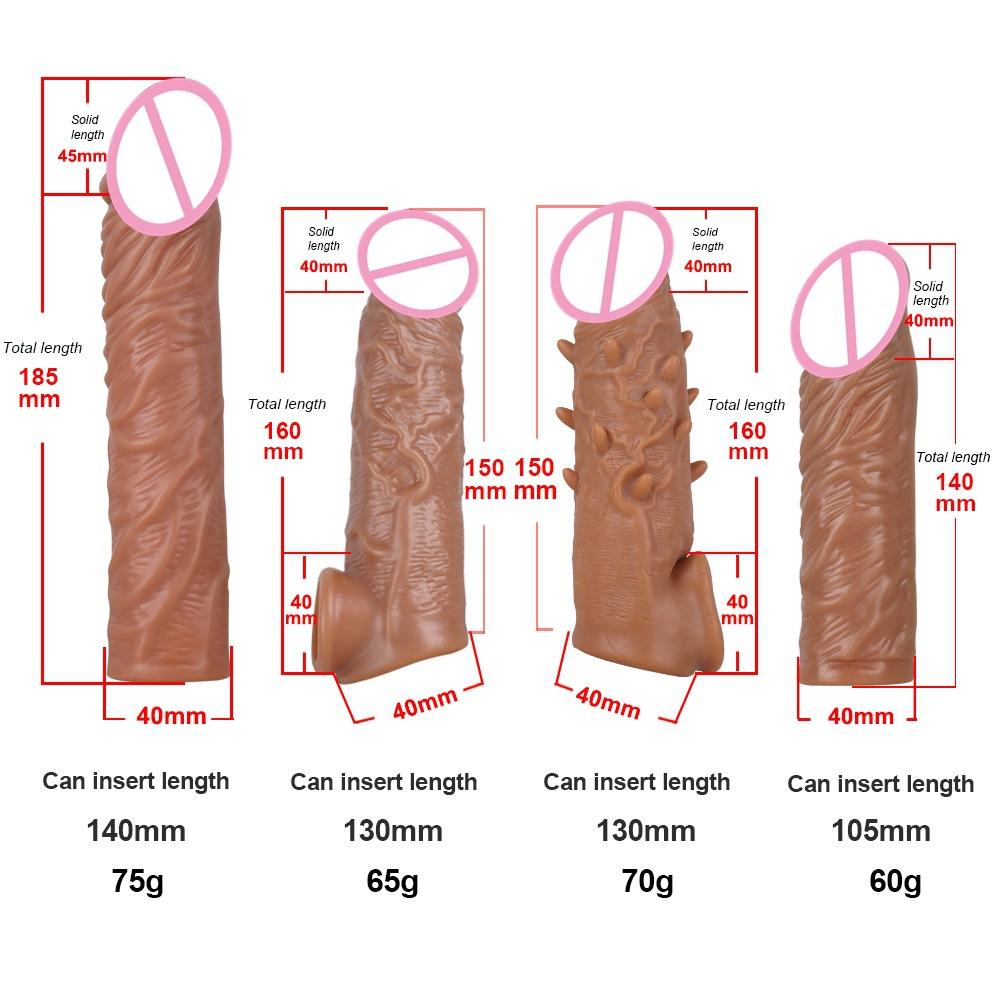 Realistic Penis Extender Cock Sleeve Reusable Condom Silicone Penis Delay Ejaculation Dick Enlargement Extension Man Sex Toys 18
