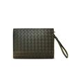 Genuine Leather Woven Card Holder Wallet Men Women Compact Business Commuter Clutch Bag In Black Coffee Grey Green