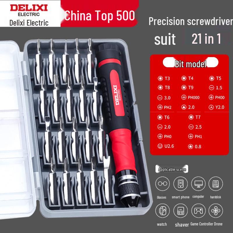 Delixi Electric Multifunktionales Schraubendreher-Set für Elektronik und Staubentfernung