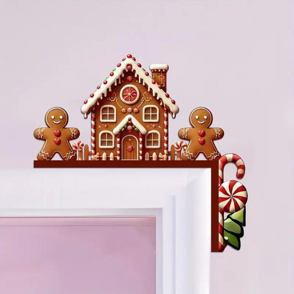 Wooden Christmas Door Frame Decoration Snowman Elk Santa Claus Gingerbread Man Merry Christmas Decor Festival Atmosphere