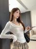 Damen Schlankmachendes Koreanisches Mode-Swing-Kragen-Basisshirt - Herbst/Winter Langarm Einfarbige Trendiges Oberteil