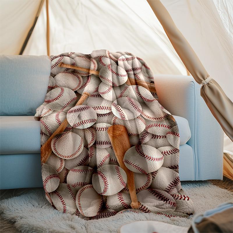 Baseball Theme Printed Blanket - Perfect for Couch, Bed, Travel & Outdoor Use | Machine Washable, Cozy & Durable.