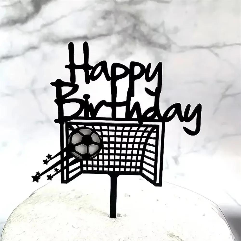 1PC Acrylic Boy Football Sports Theme Happy Birthday Cake Topper Cartoon Kids Soccer  Decoration Party Supplies