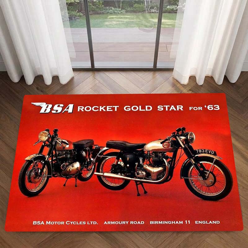 Retro BSA MV AGUSTA MOTORCYCLE Rug,,living Room Rug,bedroom Rug,sofa Area Rugs,GAMER Computer Chair Floormat