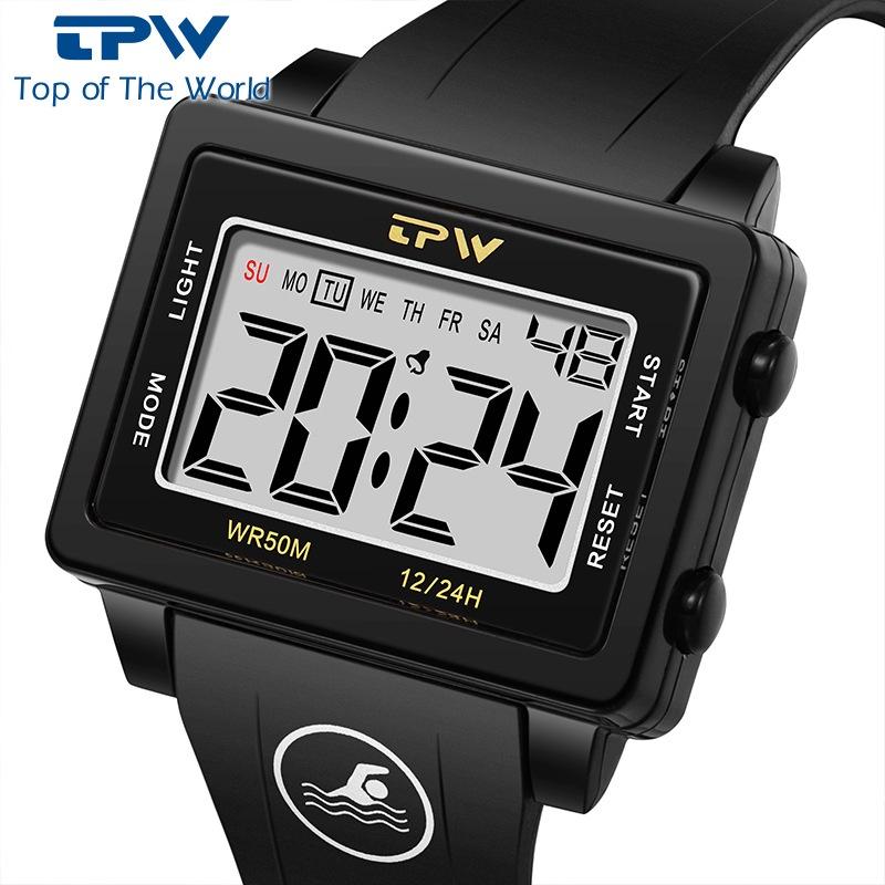 Tpw Waterproof Brand Multifunction Fashion Mens Watch With Silicone Strap Live Broadcast Dropshipping Explosive