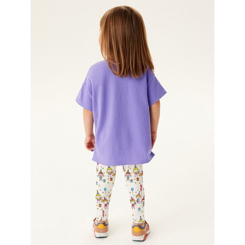 New Children's Clothing Girls' Set Cartoon Cute Purple Children's Short-Sleeved Summer Outfit with Long Pants Two-Piece Set for Toddlers
