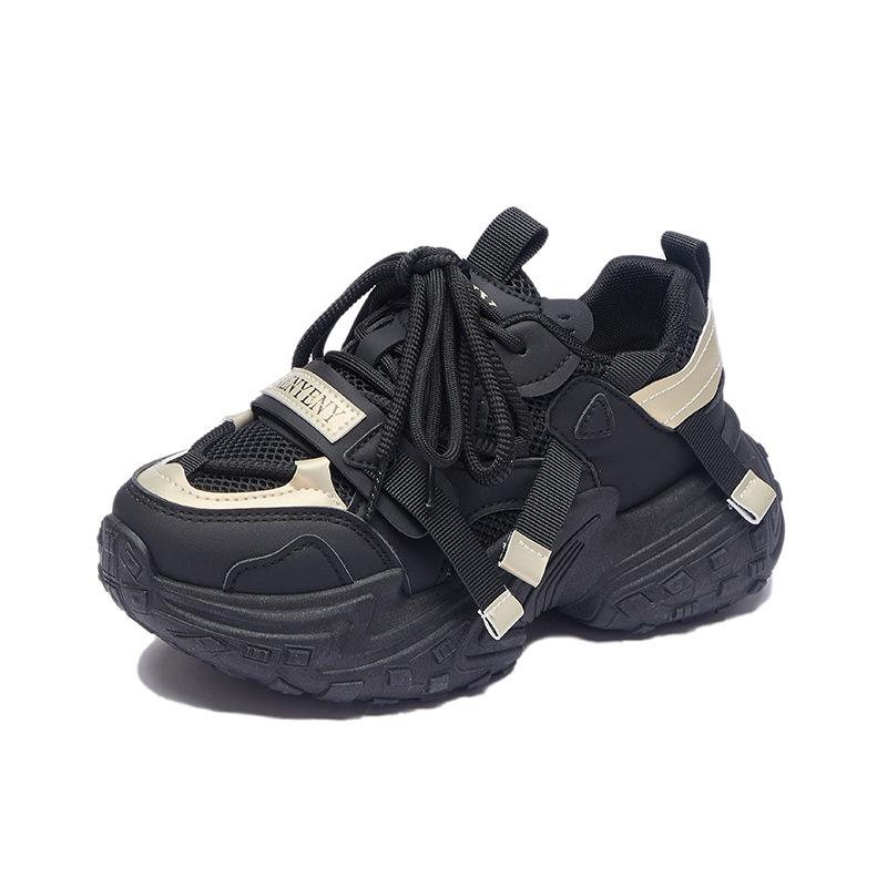 Spring student Xiaobai dad shoes women's mesh breathable niche casual single shoes thick-soled heightening sports shoes