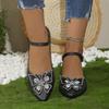 Fashion Women's Spring New Pointed Head Shallow Mouth Glitter Butterfly Knot Soft Sole Anti-slip Wear Heel Shoes