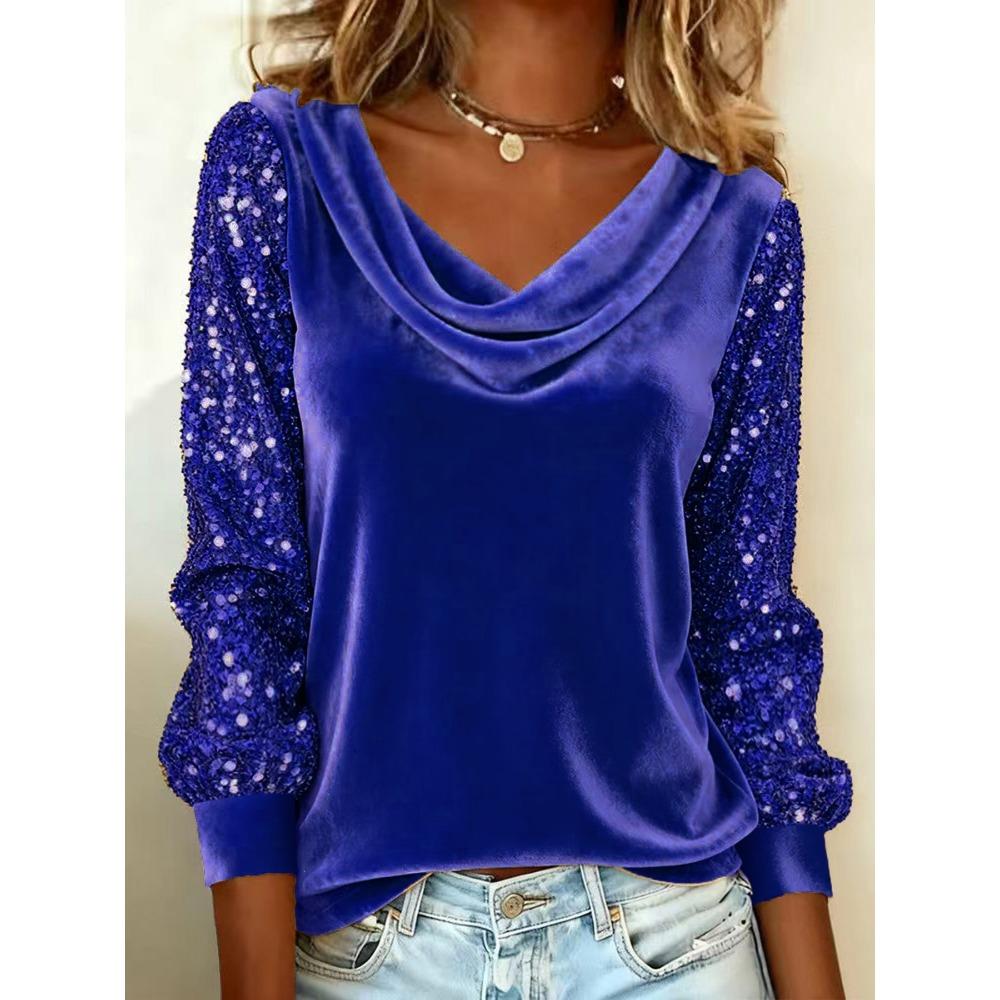 DICIFY Women's Fashion Casual Solid Color Print Autumn Winter Long Sleeve Loose Blouses & Shirts