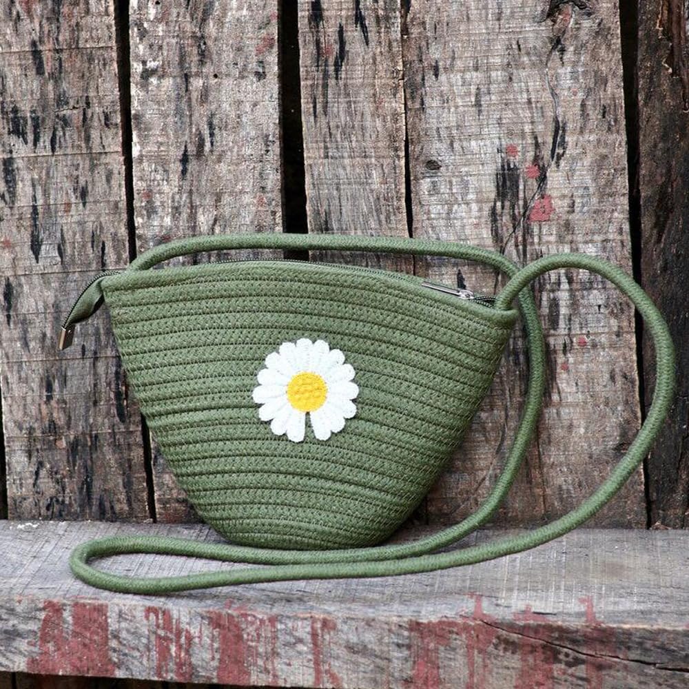 RSINC Attractive Hand Bag | Summer Bag | Cross Body Bag |Kauna Bag | Wovan Bag | Jute Bag | Handmade Bag | Slingbag for Girls | Green Green Jute Bag