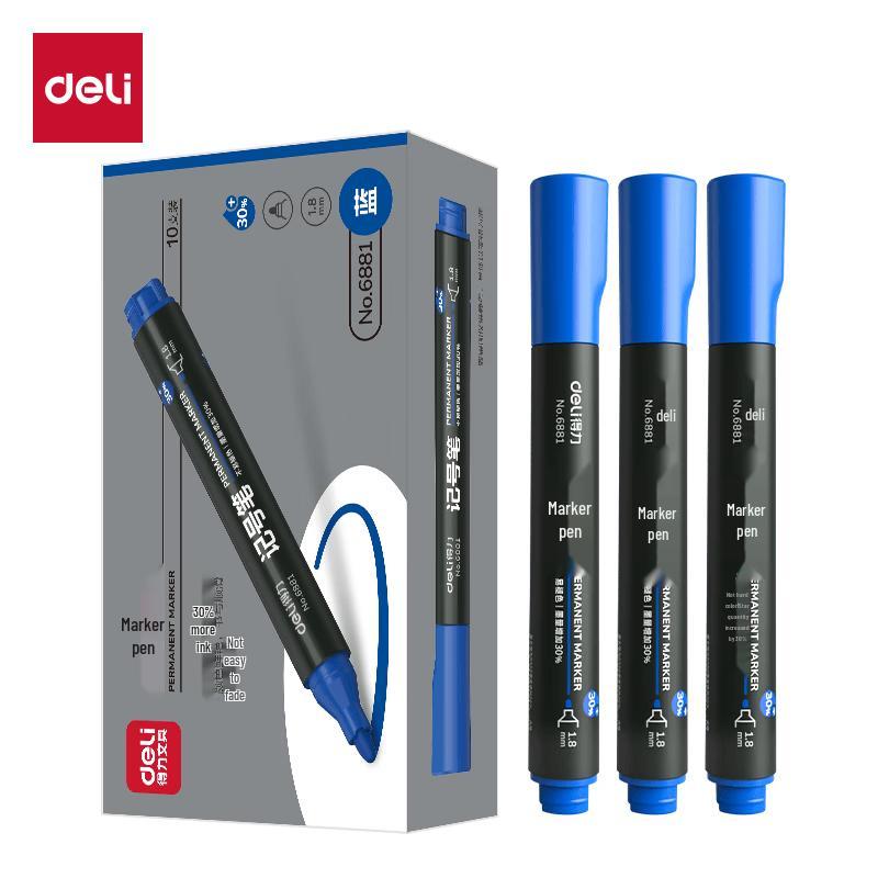 Deli Thick Tip Oil-Based Marker Pens, 10-Pack