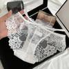 Lingerie Transparent Lace Panties Hollow Out Low Waist Bow Briefs Mesh Women's Underwear Summer