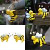 2Pieces Cute Climbing Bees Resin Pot Huggers Figurines for Personalizing Garden Patios Balconies and Home Decoration