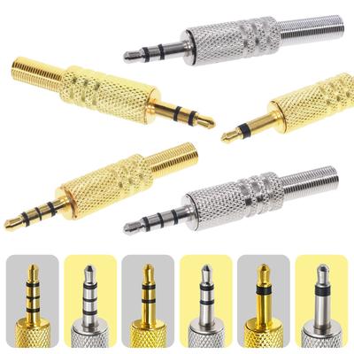 Silvery/Gold Metal 3.5mm Headphone Plug Earphone Jack Adapter 2Pole 3Pole 4Pole Mono Stereo Audio Plug 3.5mm Male Plugs