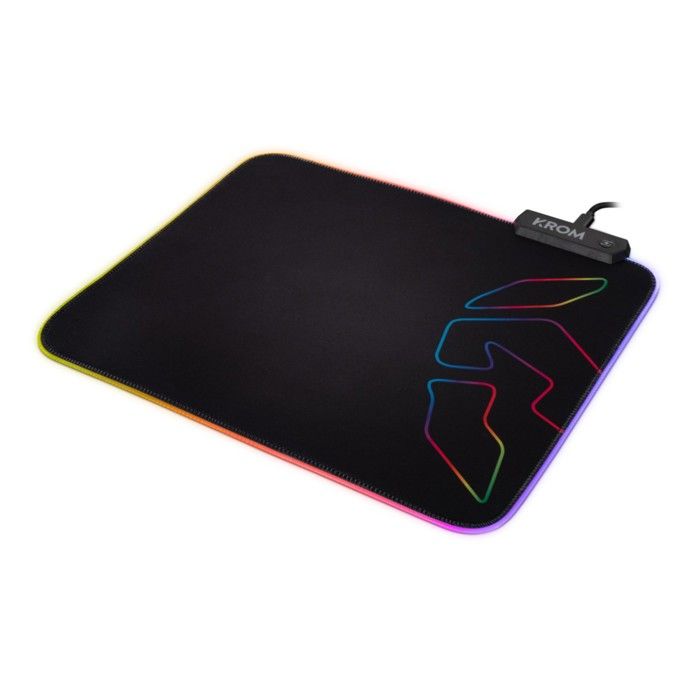 Tapis Gaming - Krom - Knout RGB - Eclairage LED - Antidérapant - USB