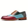 British Style Color Matching Leather Shoes Baroque Retro Contrast Color Men's Shoes