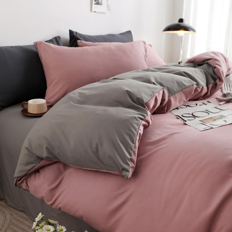 Καρό Μονόχρωμο Απλό Χρώμα Διπλοπλυμένο Βαμβάκι Βαμβακερό Σετ Τεσσάρων Τεμαχίων