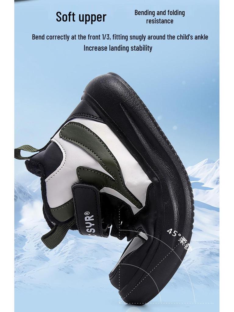 Velcro High-Top Cotton Snow Boots for Teens - Warm Winter Shoes for Older Kids