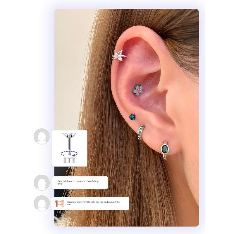 Unique Ear Bone Stud Medical Titanium Steel Ear Studs Ear-Caring Titanium Alloy Earrings Female Small Earrings Ear Bone Ring Circle Ear Ear Bone Pin