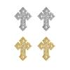 Dainty Crosses Designs Copper Ear Studs Elegant Everyday Jewelry Stylish Rhinestones Crucifix Ear Accessories