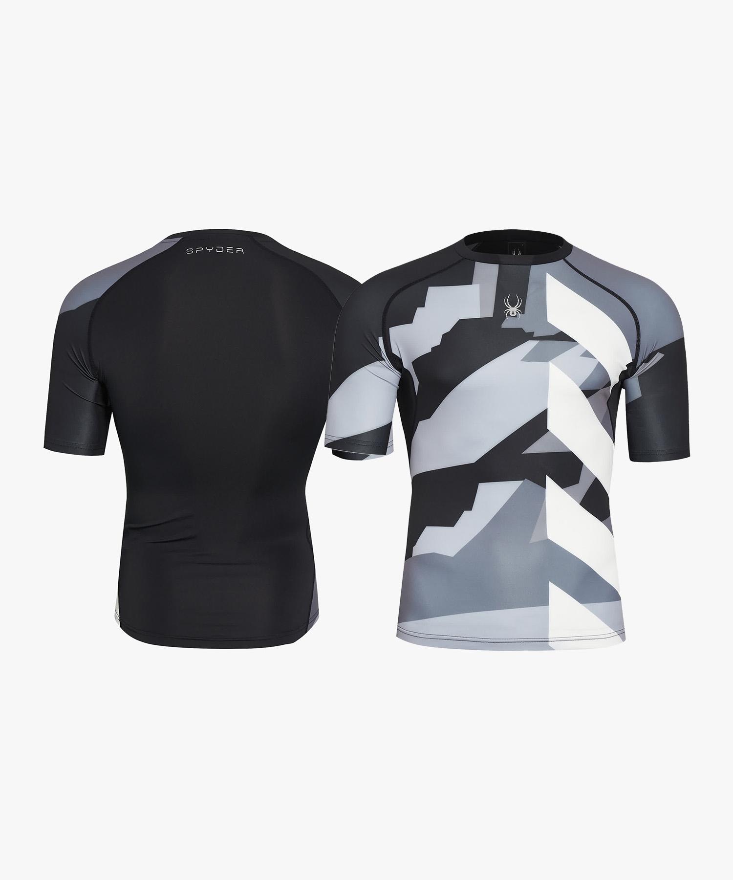 Spyder Men S Training Pro-Web Pattern Compression Short Sleeve Sphpcncs201Mblk Black/100
