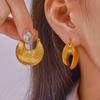 Fashionable And Versatile Personalized Ear Buckle Retro Titanium Steel Plated Real Gold Irregular Striped C-Type Non-Fading Earrings