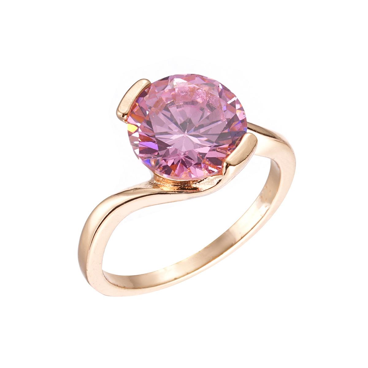 Потрясающие розовые кубические цирконии Свадебные кольца для помолвки Модные женские кольца золотого цвета 10